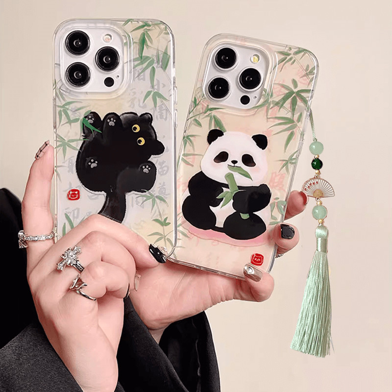 ốp lưng Chinese style Bamboo Panda Green fringe Bracelet Chain OPPO Realme C85 15X Note 70 60 50 C65