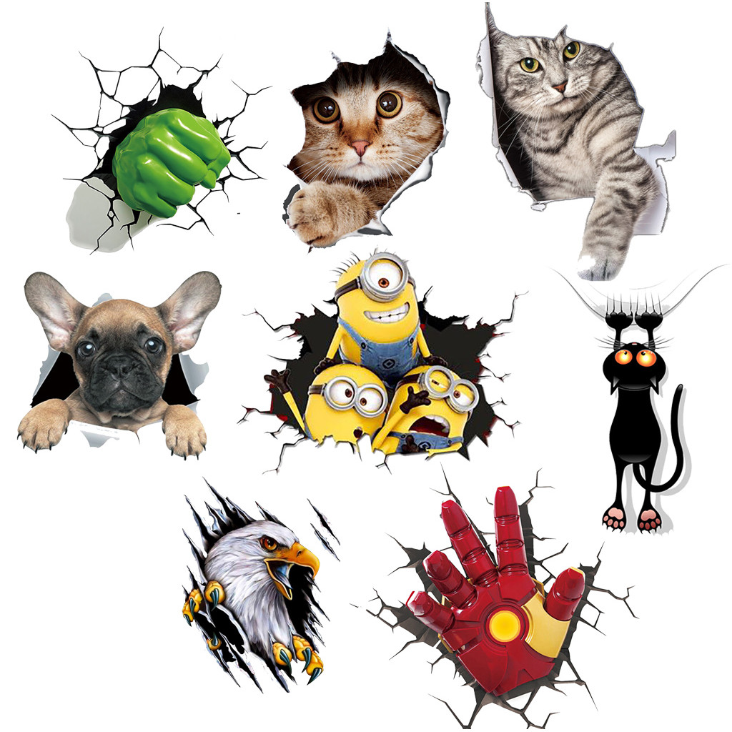 Decal Hoạt Hình 3D Trang Trí Ô Tô Xe Hơi Xe Máy Độc Đáo che vết xước trên Sơn Nhiều Kiểu Dáng Bắt Mắt