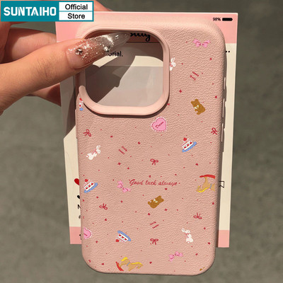 Suntaiho Hoạt Hình Dễ Thương Thỏ Nơ Họa Tiết Ốp Lưng Điện Thoại Silicon Mềm Cao Cấp Chống Sốc Cho IPhone 11 12 13 14 15 16 Pro Max IP 7 8 Plus Iphon X Xs XR Xs Max