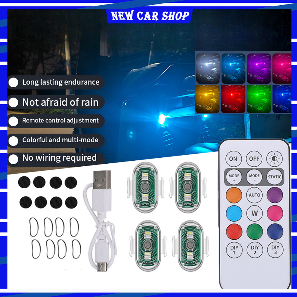MỚI 7 màu Điều khiển từ xa RGB LED Máy bay nhấp nháy Đèn xe máy LED Vị trí đèn Flash Đèn không dây M