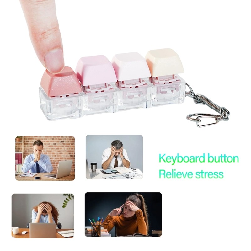 Doublebuy 4 Key Mechanical Keycap Switches Test Toy Móc khóa có phản hồi xúc giác