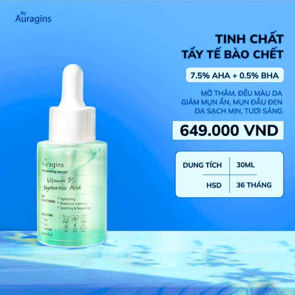 Tinh Chất The Auragins Vitamin B5 Hyaluronic Acid Rehydrating Serum 30ml