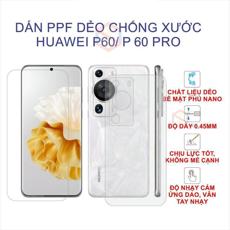 Miếng dán PPF chống xước màn hình, mặt sau Huawei P60/ P60 Pro/ P60 Art VTstore