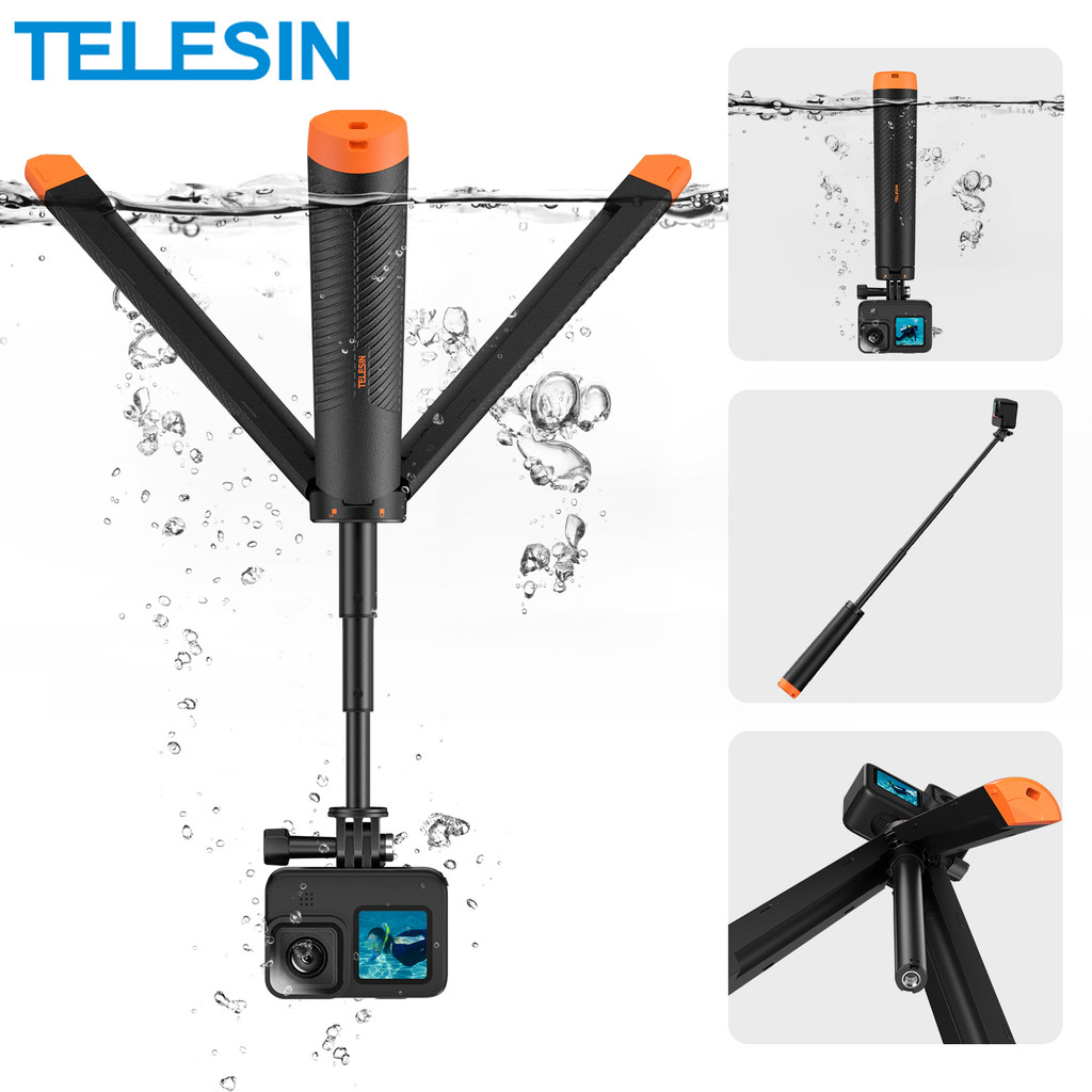 Telesin Dưới Nước Phao Lặn Kéo Dài Selfie Stick Tripod Cho Gopro 13 12 11 Action 5 pro