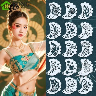 Fung Body Art Paint Stencils, Vẽ tay nhiều mẫu sơn mặt, Hình xăm tạm thời Trang trí Dễ dàng sử dụng Lá hoa DIY Dụng cụ trang điểm Người lớn