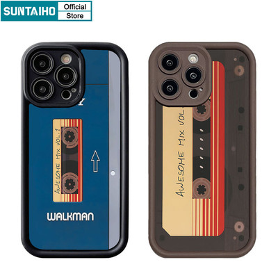 Suntaiho Thời Trang Độc Đáo Họa Tiết Ghi Băng Ốp Lưng Điện Thoại Silicon Mờ Mềm Cao Cấp Chống Sốc Cho IPhone 11 12 13 14 15 16 Pro Max IP 7 8 Plus Iphon X Xs XR Xs Max