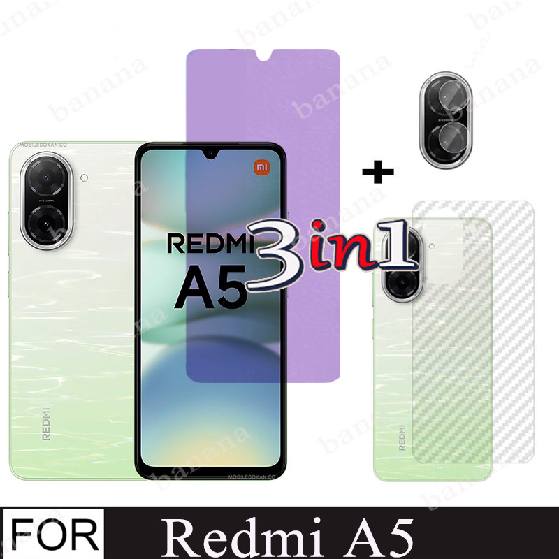 Kính Cường Lực 3in1 Cho Redmi A5 Bảo Vệ Màn Hình Cho Redmi A4 A3 A3Pro 14C Mặt Trước Mặt Sau Kính Bả