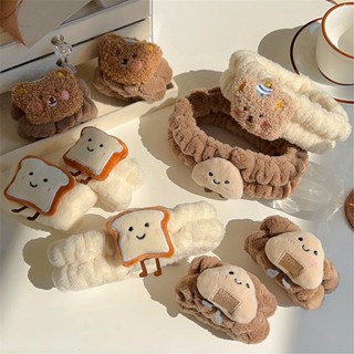 Hoạt Hình Bánh Mì Nướng Gấu Dễ Thương Băng Đô Rửa Mặt Dây Đeo Tay Băng Đô Giặt Chống Thấm Nước Chống Ẩm Hiện Vật Phụ Kiện Tóc Thấm Hút Nước