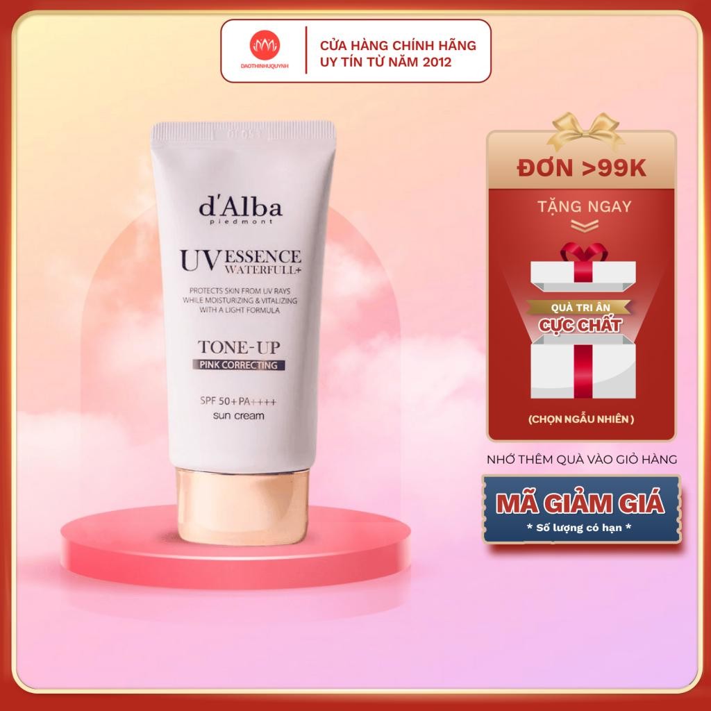 Kem chống nắng nâng tông d'Alba Waterfull Tone Up Sun Cream SPF 50+ 50ml - chống nắng d alba hồng