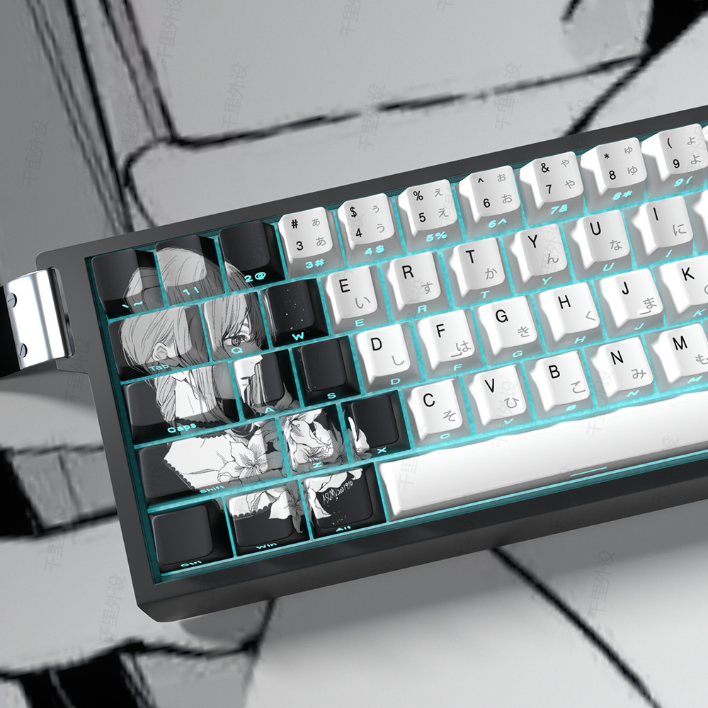 Makima Keycap Anh Đào Hồ Sơ 136 Phím PBT Chữ Bên Khắc Truyền Ánh Sáng Wooting EZ63 Mad68 Cơ Keycaps 