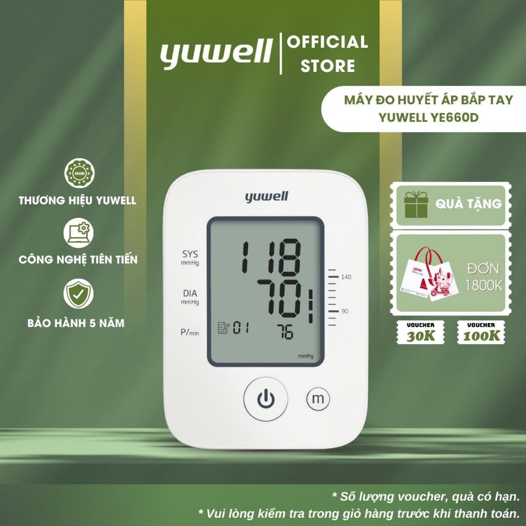 Máy đo huyết áp Yuwell YE660D – Đồng hành cùng bạn trong việc kiểm soát huyết áp