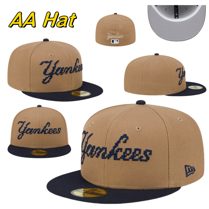 MLB New York Yankees Classic 8-Bit Wordmark 59FI.F.TY Cerrada được trang bị mũ NY Brown Flat Eave Closed Back Hat