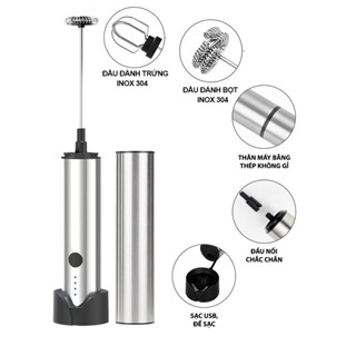 Máy đánh bọt cà phê, SIPANIC DT02 cầm tay thép không gỉ, đế sạc USB tiện lợi