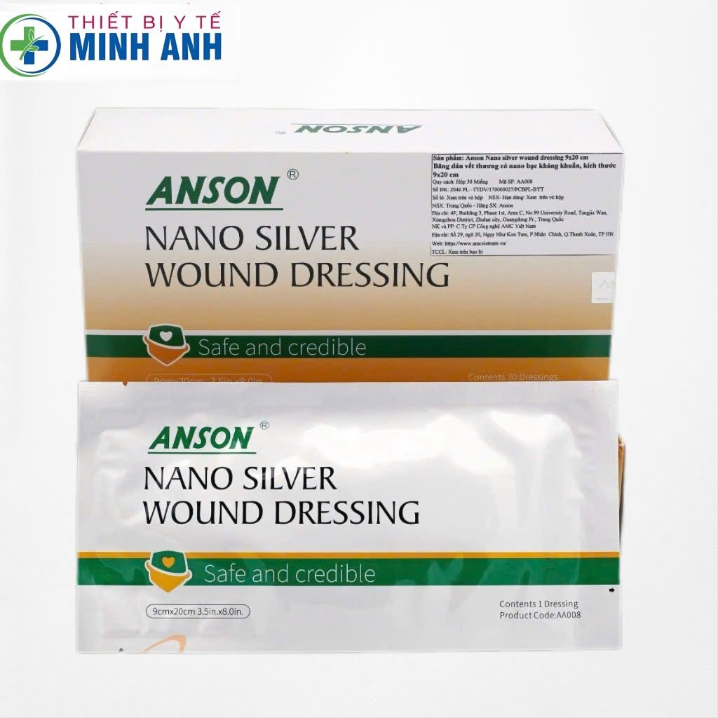 Băng dán vết thương nano bạc Anson 9x20cm)Anson nano silver wound dressing 9x20cm