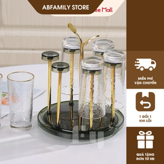 Khay Úp Cốc Chén Xoay 360 Độ Mẫu Mới Phong Cách Hiện Đại| Kệ Úp Cốc Chén Inox Mạ Vàng Không Gỉ Kết Hợp Nhựa Abfamily