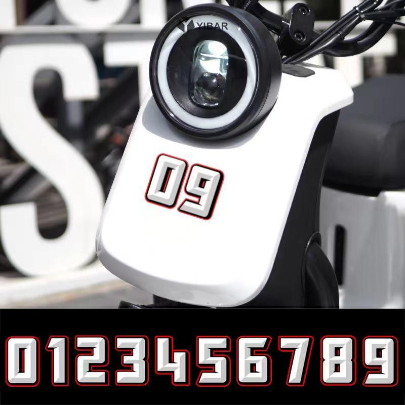 Yibar Phụ Kiện Xe Máy Miếng Dán Kiểu Dáng Xe Và Đề Can 0 Đến 9 Sáng Tạo Số Tiếng Ả Rập Đua Số Mũ Bảo
