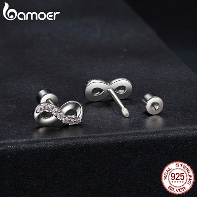 Bamoer 925 Sterling Sliver Bông Tai Eternal Moissanite Thiết Kế Trang Sức Quà Tặng Cho Nữ