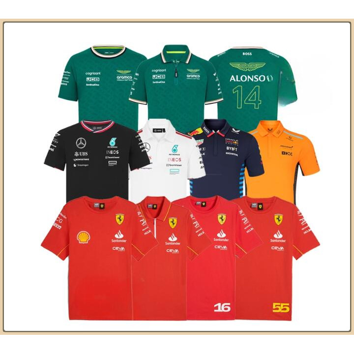 Áo thun đua Red Bull 2024 Mercedes AMG F1 Đội Scuderia Ferrari Aston Martin Aramco F1 polo Driver Áo