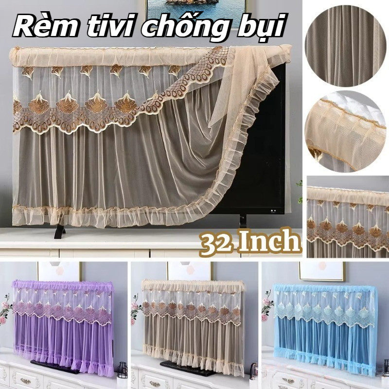 Rèm tivi chống bụi,vải che bụi cao cấp,trang trí ti vi, decor tivi, tấm phủ che tivi,32 inch