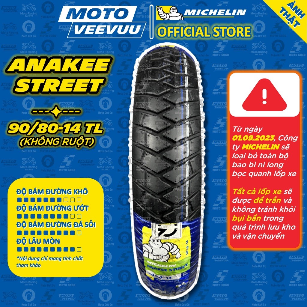 [MTVV] Vỏ lốp xe máy MICHELIN 90/80-14 TL Anakee Street<END>