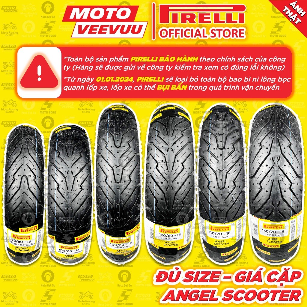 [MTVV] [RẺ NHẤT] CẶP Vỏ lốp xe máy PIRELLI Angel Scooter đủ size xe ga NVX PCX Vario AB Click SH 125