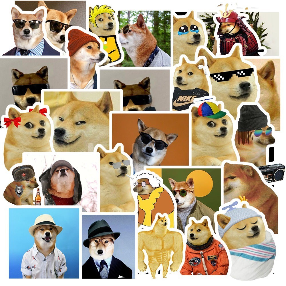 Set 50 cái Sticker Cheems Meme, Sticker Cheems Chống Nước, Sticker Chó meme, Hình dán Cheems