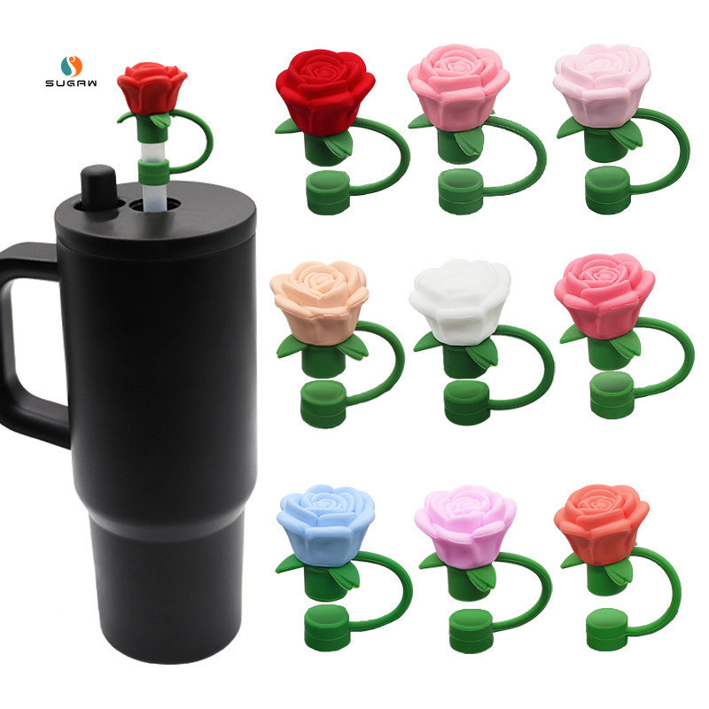 10mm Chai Nước Silicon Ống Hút Hình Hoa Hồng Ống Hút Nắp Silicon Tumbler Ống Hút Đầu Cho Stanley & O