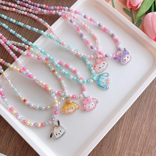Bộ dây chuyền choker hạt hoạt hình - Dây chuyền công chúa dễ thương cho bé gái, trang sức trẻ em không gây dị ứng