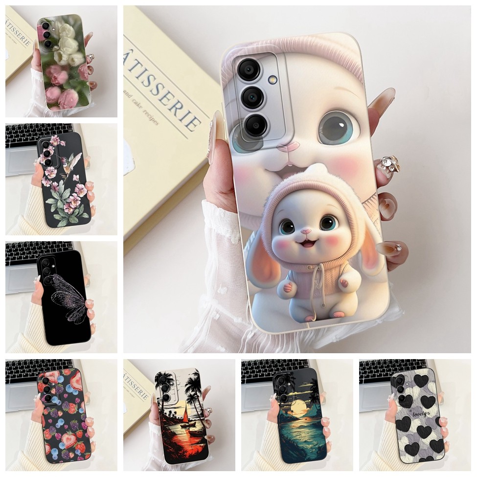 Dành Cho Samsung A16 5G Ốp Lưng A166B Silicon Mèo Dễ Thương Thời Trang Bướm Hoa Yêu Sơn Bao Cho Sams