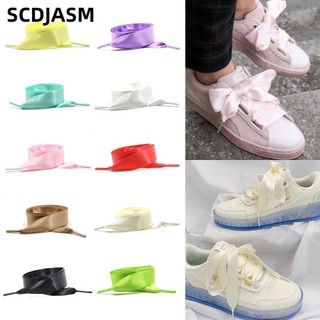 SCDJASM Satin Ruy Băng Dây Giày, Dây Giày Đế Bằng Màu Trơn, DIY Lụa Mềm Dây Giày Phụ Kiện Giày