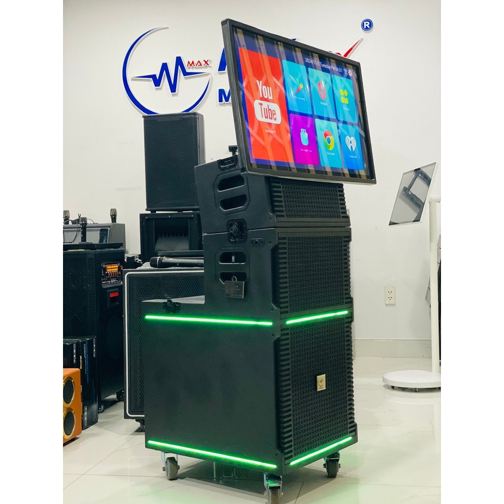 [Loa màn hình karaoke mới nhất] Loa màn hình MTMAX X5 Bass 35 1 Trung, 1 Treble , màn hinh lên đến 3