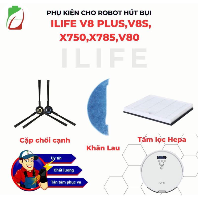 PHỤ KIỆN  ROBOT HÚT BỤI ILIFE V8 PLUS,V8S,X750,V80.