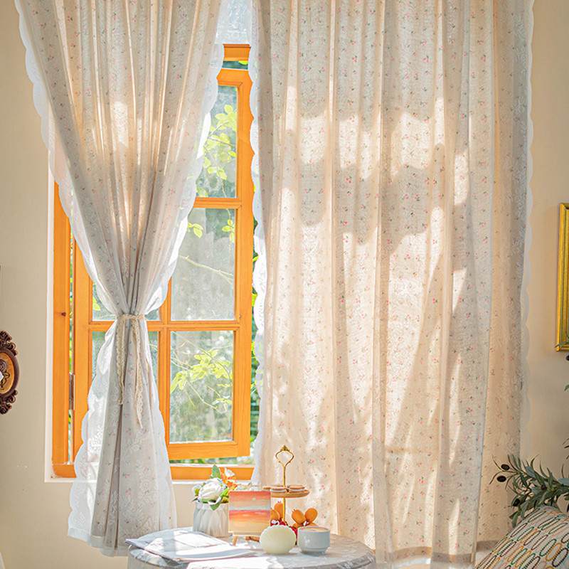 Rèm Cửa Phòng Ngủ  Kiểu Mỹ. rèm cửa chery 2 lớp voan dây xinh xắn(1 tấm)