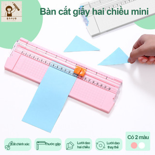  Bàn cắt giấy mini A4 dao rọc giấy có thước gập và lưỡi dao hai chiều cắt nhiều loại giấy,Phù Hợp Văn Phòng & Học Sinh 