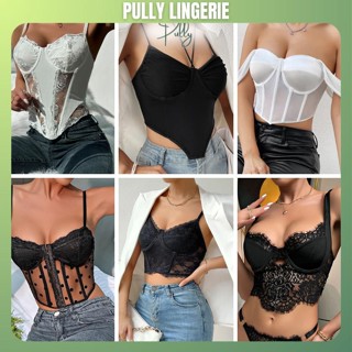 Áo Corset Vintage Cúp Ngực Kiểu Phối Ren Định Hình Eo Sexy Gợi Cảm Cho Nữ Size s/m/l - PULLY SHOP