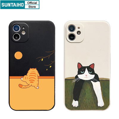Suntaiho Ốp lưng iphone Ốp Điện Thoại silicone mềm họa tiết mèo thích hợp cho iPhone 11 Pro Max 14 12 13 XS X XR XS Max 7 8 Plus