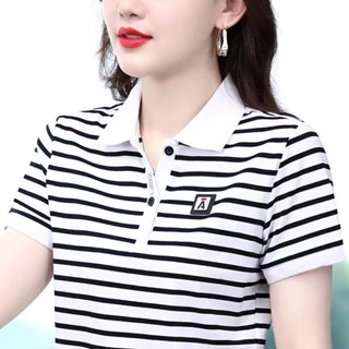 Áo phông ngắn tay cổ bẻ cho mẹ chất lượng 100% Áo polo mẫu mới mùa hè cho nữ áo thể thao trung niên YTGC cỡ lớn