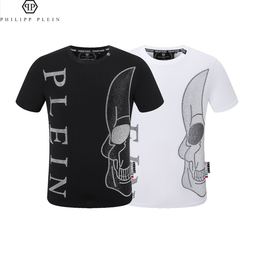 (Sản xuất tại Quảng Châu, Trung Quốc) Chất lượng cao Philipp Plein Sản Phẩm Mới Top PP Nam Tay Ngắn 
