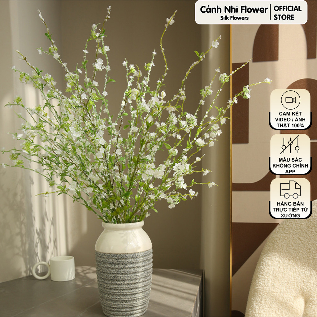 Cành Hoa Tuyết Mai Dài 110cm - Hoa Giả Trang Trí Sang Trọng - Cảnh Nhi Flower