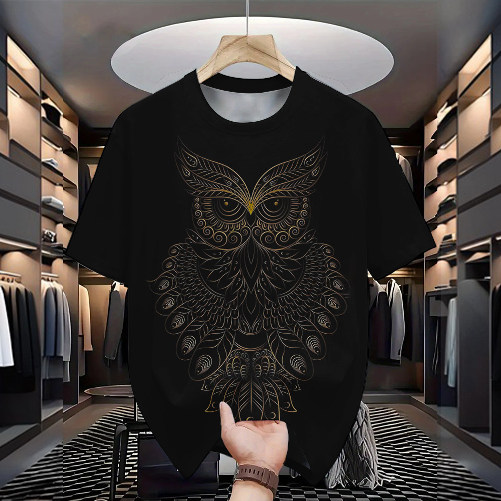 Cú 3D In Hình - Áo Thun Nam Thời Trang, Tay Ngắn, Họa Tiết Động Vật, Phù Hợp Mùa Hè