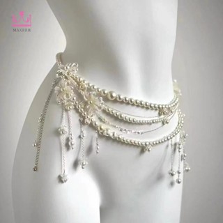 Maxrrh Thời Trang Nhiều Lớp Hoa sel Eo Dây Xích Retro Ngọc Trai Eo Dây Xích Dành Cho Nữ Bé Gái Cơ Thể Dây Xích Quần Áo Phụ Kiện Quà Tặng Mới