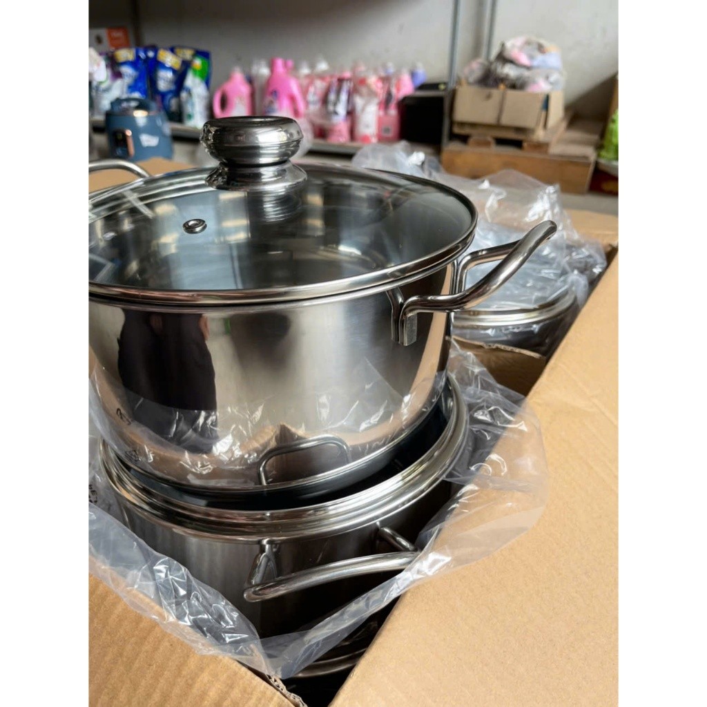 NỒI FIVESTAR, NỒI INOX ĐÁY TƯ SIZE 20CM, NỒI 3 ĐÁY INOX304 SÁNG BÓNG,