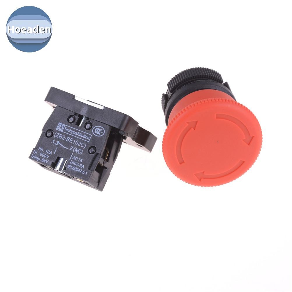 Hoeaden 1 Pc XB2-ES542 22mm NC Nút nhấn khẩn cấp nấm đỏ VN
