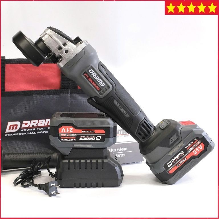 Máy mài pin DRAMA 5100A Không chổi than, Chống khởi động lại, 4 Tốc độ, Công tắc bụng