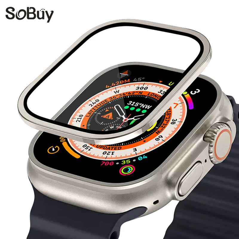 Thích hợp cho Apple Watch ultra1 / 2 Khung kim loại Kính cường lực Phim Apple Watch Phim bảo vệ tích
