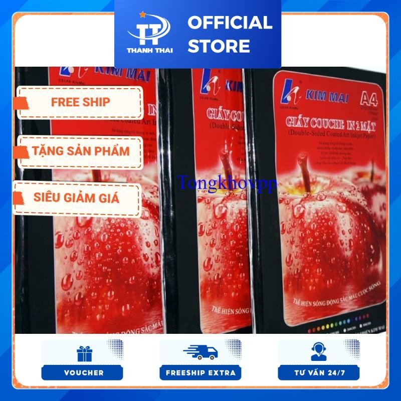 Giấy in ảnh bóng 2 mặt Kim Mai- TCT  khổ A4-A5 đủ các định lượng : 140-160-200-220-260-300
