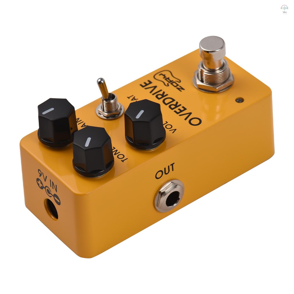 Zory Guitar Overdrive Hiệu ứng Bàn đạp Tone / GAIN / VOL / FAT Điều khiển tông màu đa năng DC 9V 6.3