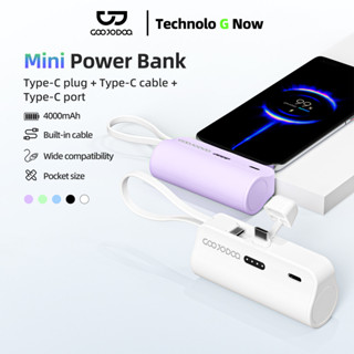 GOOJODOQ 4000mAh Mini Power Bank Sạc di động Type-C và phích cắm cho điện thoại/đồng hồ/tai nghe