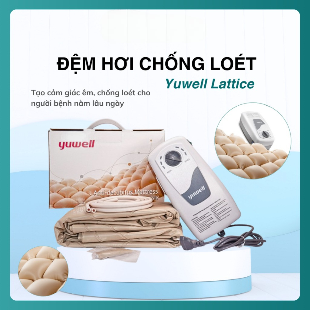 Nệm hơi chống loét, đệm nước cho người già YUWELL LATTICE STYLE bảo hành máy bơm 12 tháng