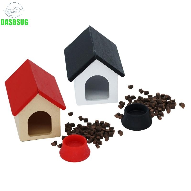DASBSUG Pet Dog House and Model Dollhouses Playset Bowl Dog 1 12 tỷ lệ